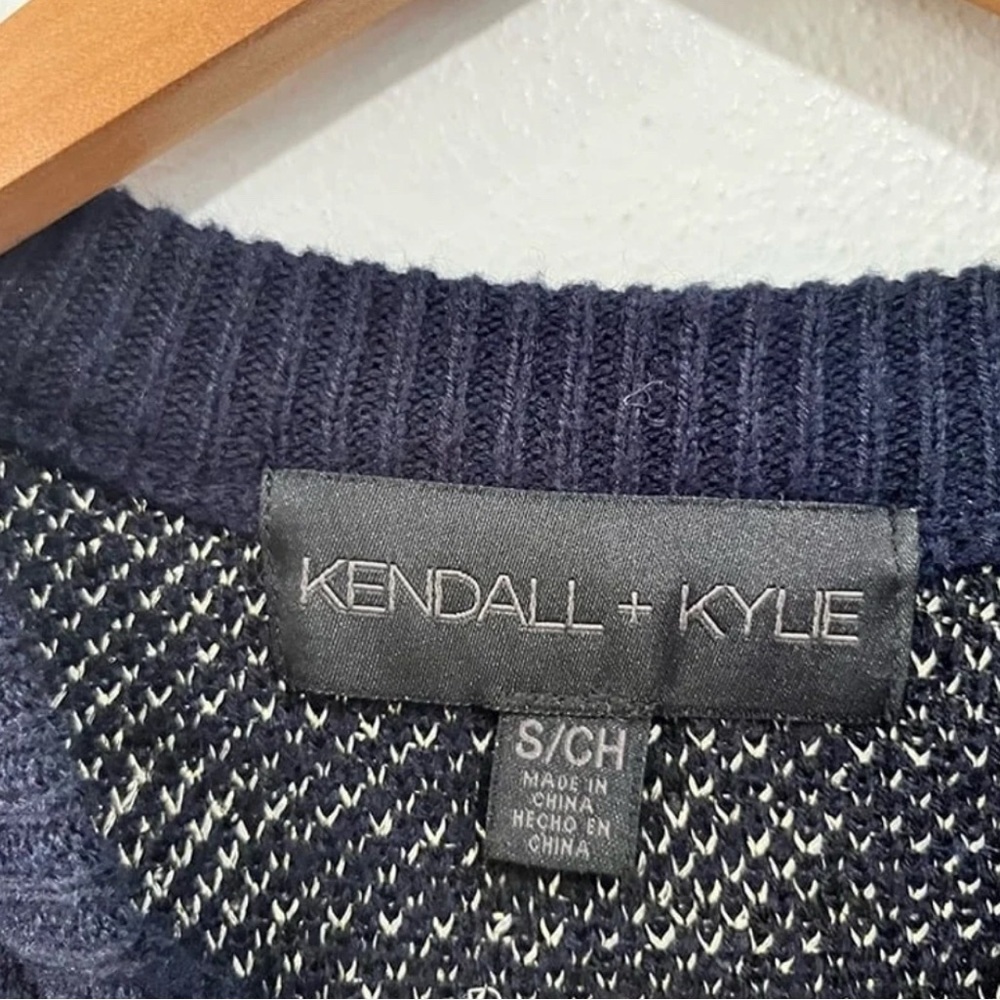 Kendall + Kylie Navy Blue Leopard Print Sweater - Picture 2 of 7